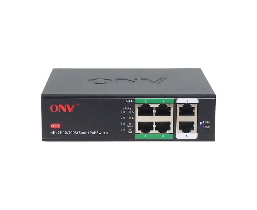 ONV 10M/250 meters transmission 10/100M 6-port PoE switch